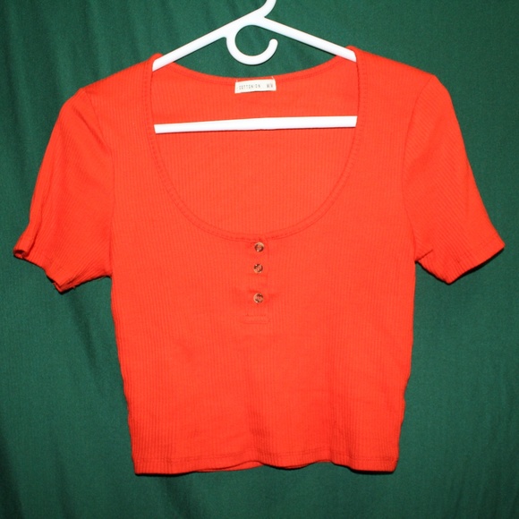 Vibrant Orange Crop Top - Picture 1 of 8